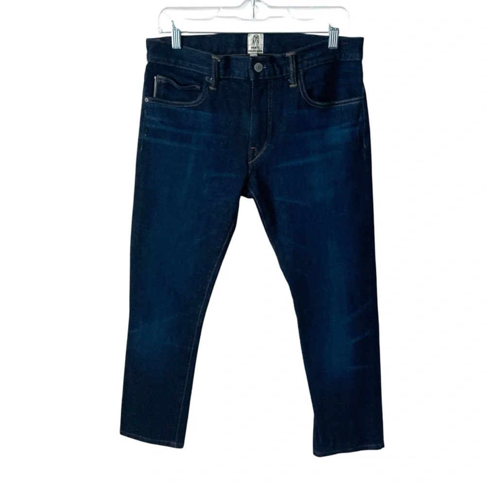 HIROSHI KATO Jeans Needle Skinny Selvedge Raw Indigo Dark Blue Denim Waist 31